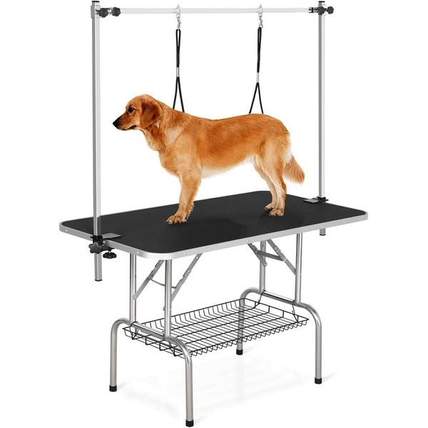 36" Dog Pet Grooming Table Adjustable Heavy Duty Portable w/Arm &Noose Mesh Tray