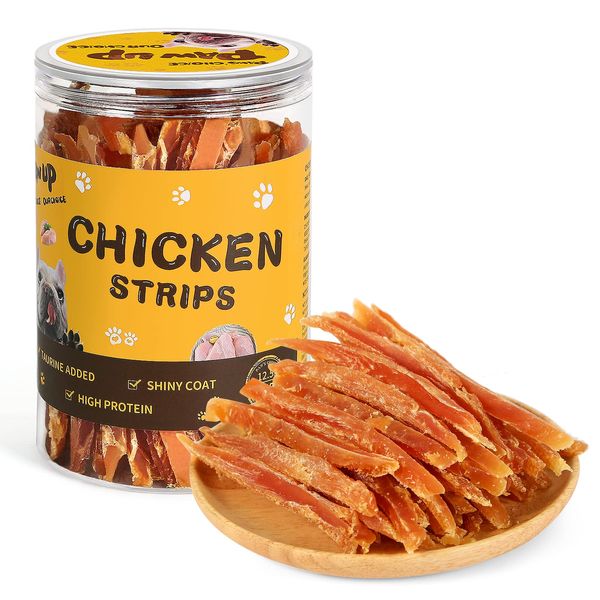 PAWUP Chicken Jerky Strips Dog Treats, Training Treats for Dogs w/Taurine, Low Fat, Natural Chicken Jerky Cuts, 12.5 oz