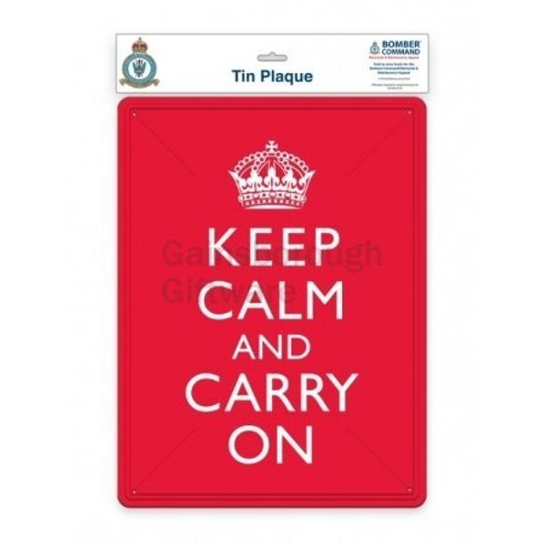 LARGE KEEP CALM AND CARRY ON WALL PLAQUE/SIGN 40 X 30cm BOMBER COMMAND APPEAL