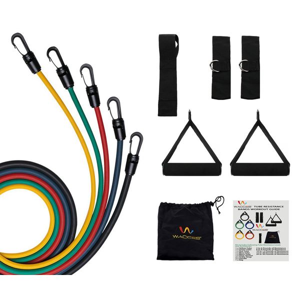 Wacces 5-level Exercise Latex Tube Variable Resistance Band Set