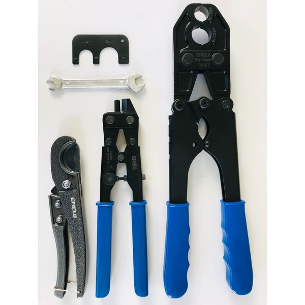 PEX 1/2" & 3/4 COMBO Crimp Tool Kit for Copper Ring with Ring Removal & Cutter
