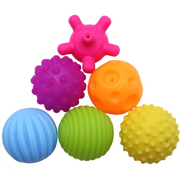 FIVOENDAR 6 Pack Sensory Balls for Kids, Massage Soft & Textured Balls Baby Hands Squeeze Balls Set Develop Kid's Tactile Senses Toys for Touch Hand Ball