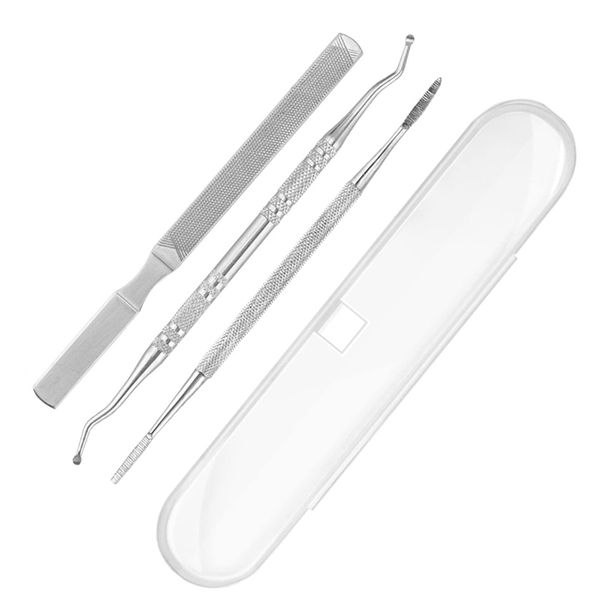 Nail Debris Remover, Nail File, Nail Lifter, Set of 3, Stainless Steel Nail Debris Removal, Toenail Care, Rolled Nails, Thick Nails, Nail Care