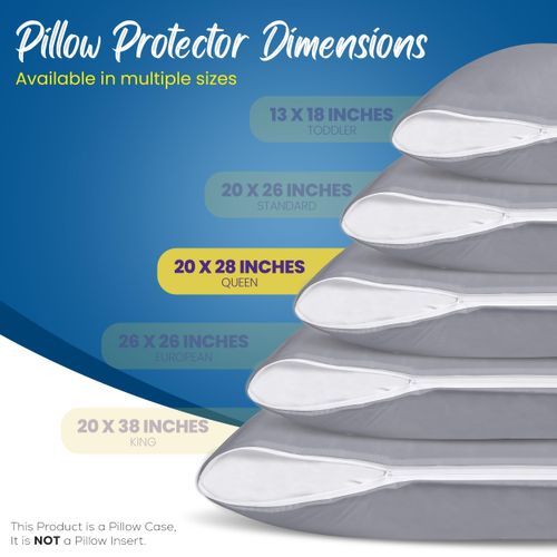 Utopia Bedding 4 Pack Waterproof Pillow Protectors with Zipper Queen Size (Gray), Bed Bug and Dust Mite Proof Pillow case Covers, Moisture Wicking Pillow Encasements 20 x 28 Inches