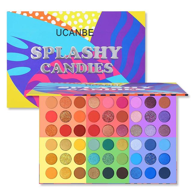 Paleta de Sombras de Ojos Splashy Candies de 54 Colores Brillo Mate Altamente