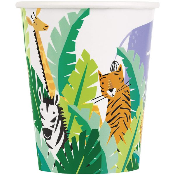 Animal Safari Adventure (22cm) - Vibrant Paper Cups in Multicolor - Perfect for Wild-Themed Parties & Celebrations - 8ct