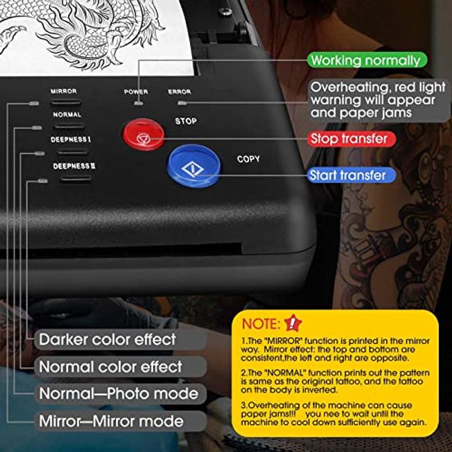 Professional Tattoo Thermocopier Printer Transfer Stencil Printer Thermal  Printer Copier Tattooist Tattoo Transfer Printer