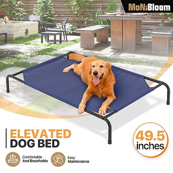 49" Elevated Dog Cot Bed Cooling Non-Slip Raised Ventilated Mesh Folding Pet Bed