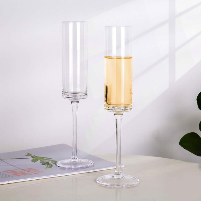 Crystal Champagne Flutes Wine Gift Set Square Wine Glasses With