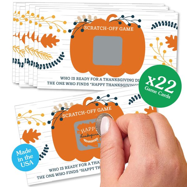 Big Dot of Happiness Happy Thanksgiving - Fall Harvest Party Game Scratch Off Cards - 22 Count