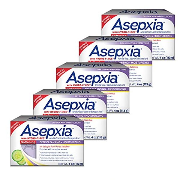 Asepxia Cleansing Bar Softening, 4 Ounce Multipack (Pack of 5)