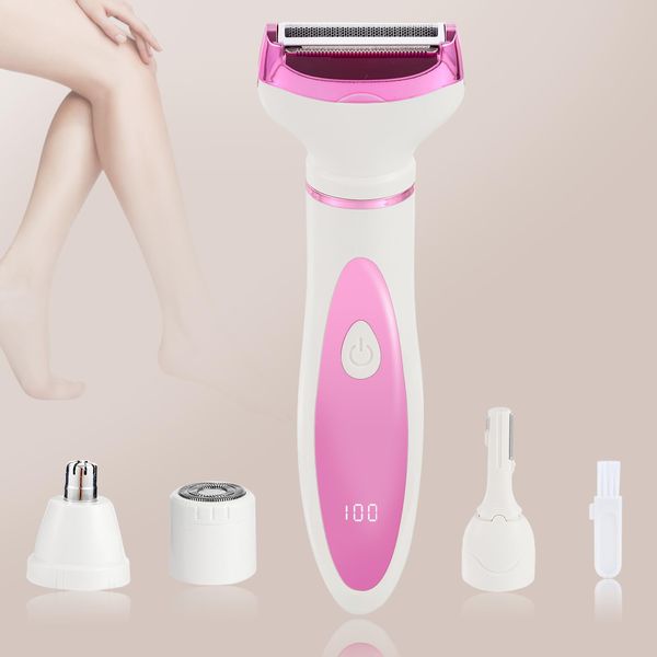 LONCIN Women Face Epilator, Electric Razor - 4-in-1 Painless Body Shaver and Facial Epilator, Rechargeable Hair Removal Kit for Face, Legs, Bikini, Armpits