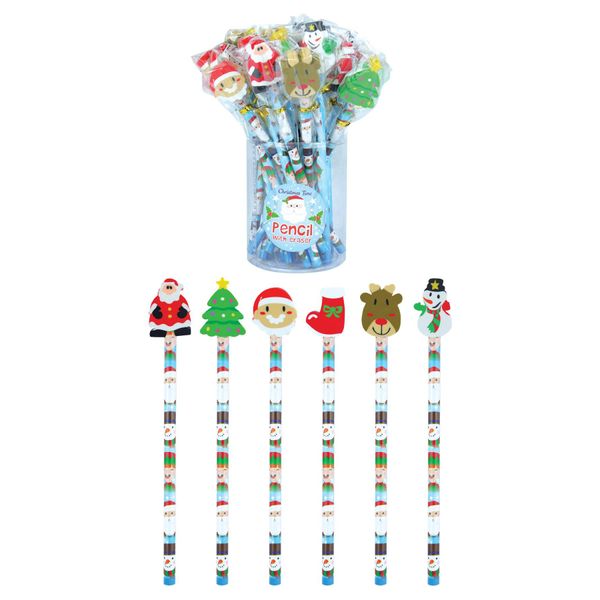 Christmas Pencil with Eraser - Pack of 30