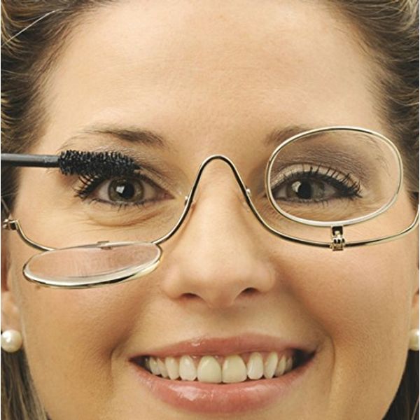 Magnifying Make up Eyeglasses, 3X Magnification, Single Lens, Flip-able Each Side Cosmetic Application