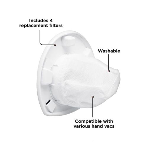 BLACK+DECKER Hand Vacuum Filter, Washable, Replacement filter for models: CHV1410L, CHV1410, CHV9610, CHV1210, CHV1410B, CHV1510, BDH2000L (VF110), White