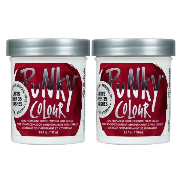 PUNKY COLOUR Semi-Permanent Conditioning Hair Color-Red Wine 3.5oz 2pc Combo