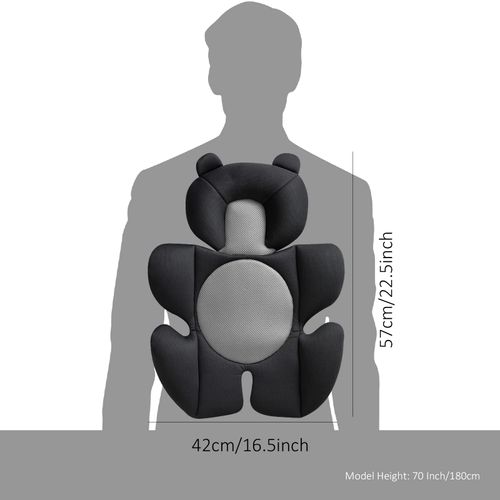 Rezlli Newborn Baby Support Cushion Infant Insert 3D Mesh Breathable Liner Compatible with Stroller, Car seat, High Chair Etc (Black Bear)