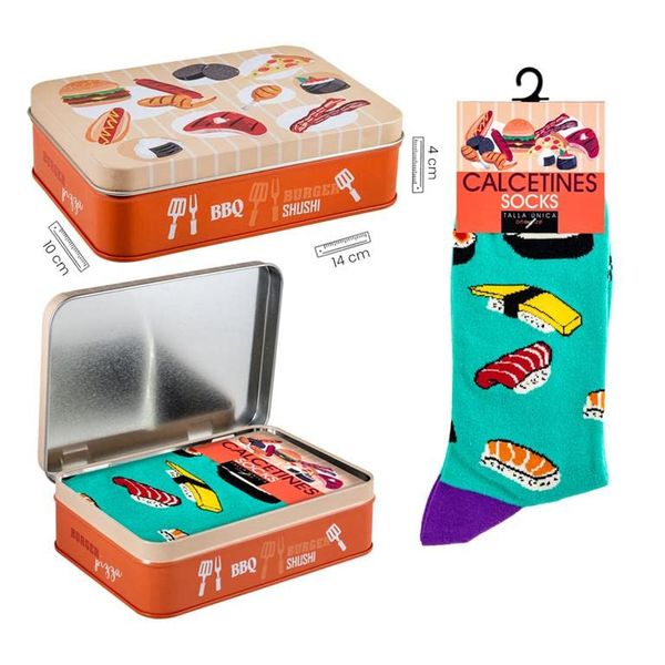 DRW Sushi-Socken in Metallbox, Türkis, Einheitsgröße