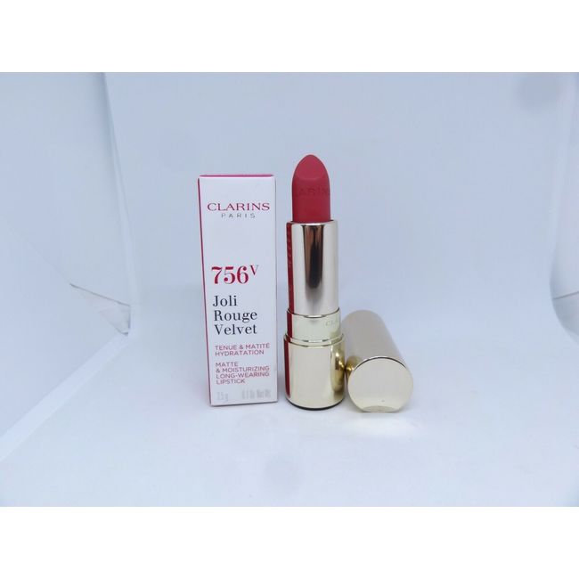 CLARINS Joli Rouge Velvet~756 Guava~3.5 g/ 0.1 Oz.~BNIB