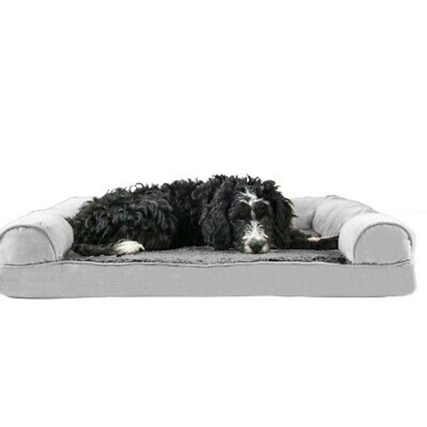 Pet Dog Bed - Faux Fur and Velvet Traditional Sofa-Style ...