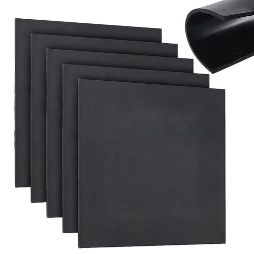 AHANDMAKER 5pcs Solid Rubber Sheets, 1/4" (0.25") Thick x 8" Wide x 8" Long Neoprene Crash Damping Pad Perfect for DIY Rubber Gasket, Weather Stripping, Sealing, Padding