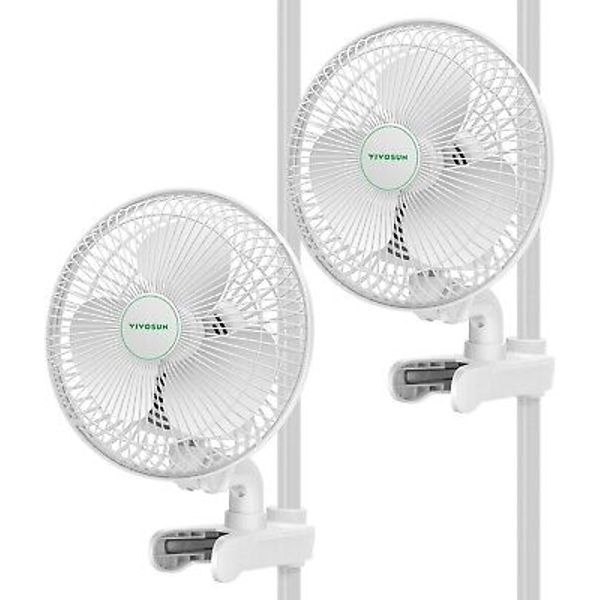 VIVOSUN White 2x Upgraded 6" Clip on Oscillating Fan electric W/Adjustable Tilt