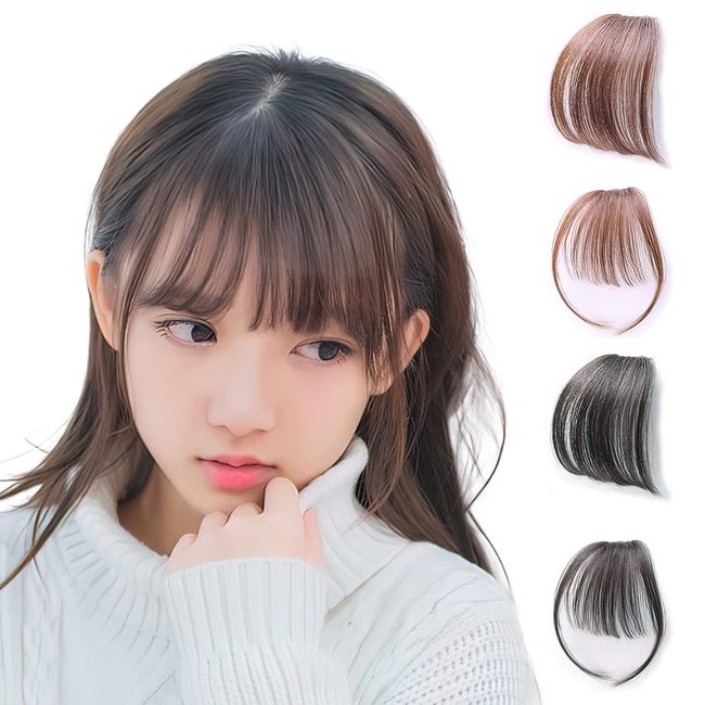 Sun&Beam Point Wig, Bangs Wig, Hair Extension, Cute, Stylish, See-through, Ultra-thin, One Touch, Small Face, Natural Extension, Adult Women's (#3 - Black - Side Available)