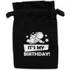 Flox Creative Black Organic Small Drawstring Pouch It's my Birthday