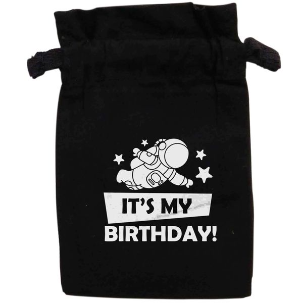Flox Creative Black Organic Small Drawstring Pouch It's my Birthday