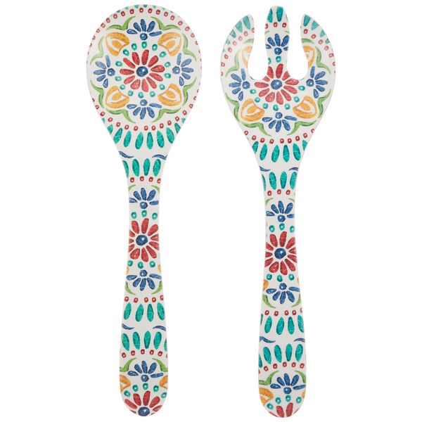 Rio Medallion PTSSFSSRMW Serving Server Fork and Spoon Serving Set, Serving Cutlery, Salad Server, Length 12.6 x Width 3.5 inches (32 cm) x Width 3.5 inches (9 cm), Safe for Kids, Cafe Tableware,