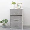 3-Tier Fabric Dresser Vertical Storage Tower with 3 Foldable Easy Pull Drawers
