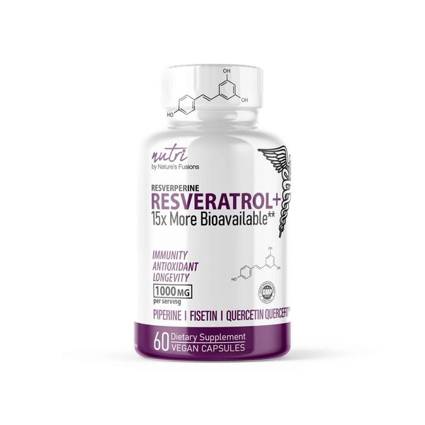 Nutri Resverperine+ Trans-Resveratrol with Black Pepper & Fisetin 1000 mg 60 Veg