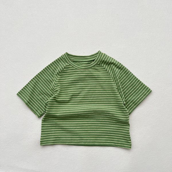 Baby Striped Pattern O-Neck Soft Cotton Shirts - 90 (12-24M) / Green