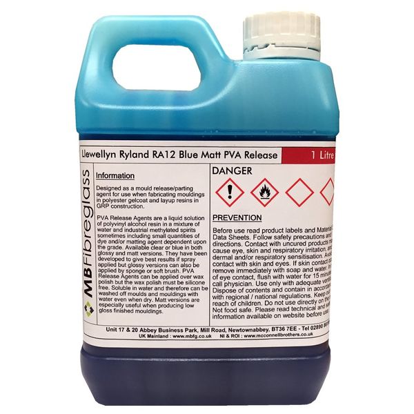Polycraft LR RA12 PVA Blue Matt Release Agent - 1 Litre (1000ml)