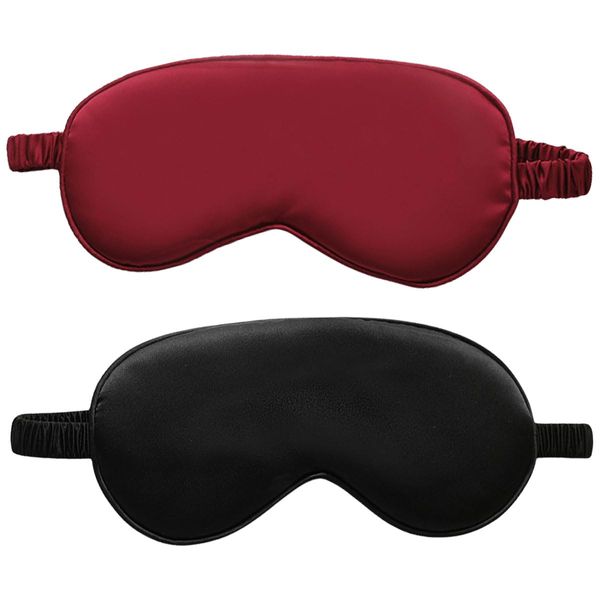 marysgift Eye Masks 2 Pieces Silk Sleeping Eye Masks for Women Men Soft Blindfold Blackout Eye Cover with Adjustable Strap Blindfold, YZ0091