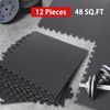 12 Tile Puzzle Exercise Mat 1/2'' Thick Interlocking Foam Gym Flooring Mat Black