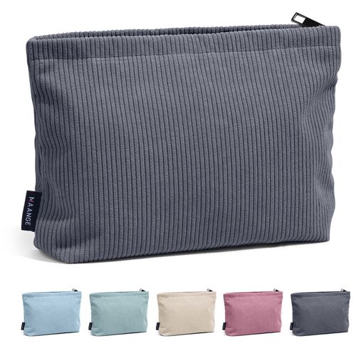 Small Cosmetic Bag MAANGE Travel Make Up Bag Cord Versatile Small Makeup Bag Zipper Pouch for Women, gray, Small Cosmetic Bag