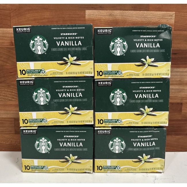 Starbucks Flavored Keurig K-Cup Coffee Pods VANILLA 6 Boxes (60 Pods Total)