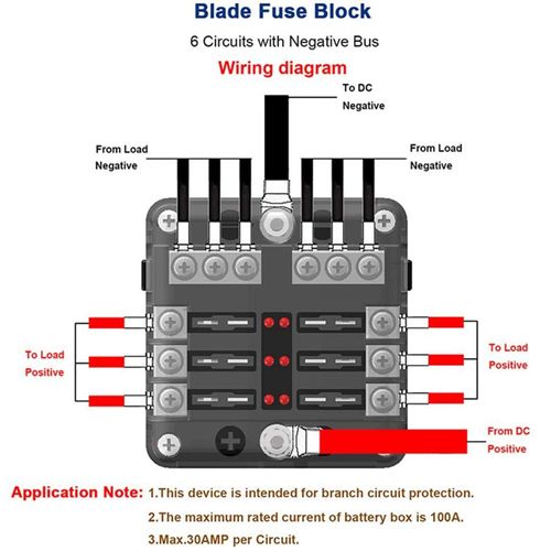 6 Way Fuse Block 12V Marine Fuse Panel Box with Led Indicator Waterpoof Cover 6 Circuits Fuses Holder Kit for Car Boat RVs Buses Truck