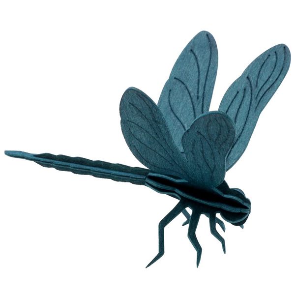 Lovi Dragonfly 3D Decoration - Blue Wood - Postcard - 10 cm
