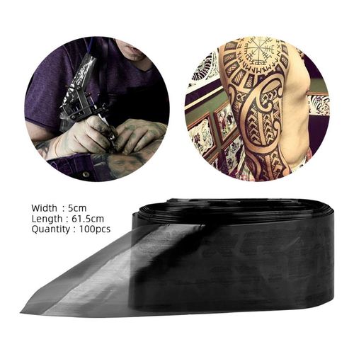 JimKing Tattoo Clip,100 Packs Disposable Tatto Cord, Covers Hook Sleeves Bags for Tattoo Machine Plastic,Black