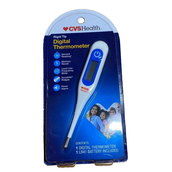 CVS Health Digital Thermometer Rigid Tip - 30 Second Reading Fever Alarm Memory