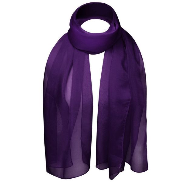 Basic Sense Plain Chiffon Soft Sheer Scarf, Purple