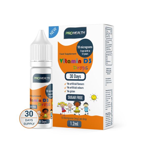 Certified Preservative-Free Vegan Vitamin D3 Drops for Infants & Children - Sugar-Free, All-Natural, NHS Approved (30-Days Supply)