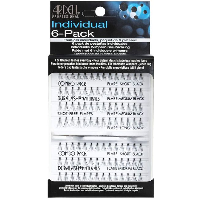 Ardell 6 Pack Knot-Free Flares Individuals Combo Black