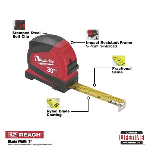 AGN 48-22-6630 Compact Tape Measure, 30'