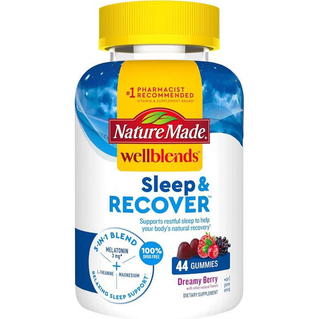 Nature Made Wellblends Sleep and Recover Melatonin Magnesium Citrate 44 Gummies