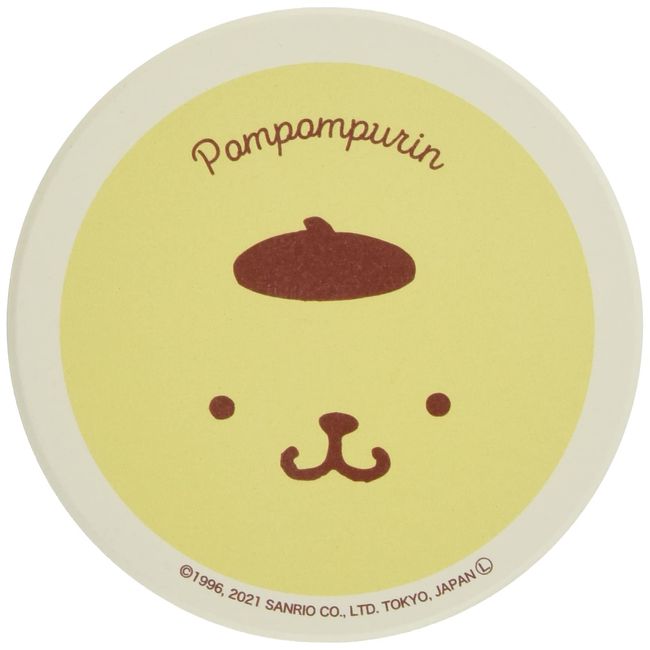 Sanrio 493514 Pompompurin Ceramic Water Absorption Coaster Diameter 3.5 inches (9 cm) Face