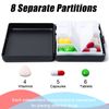 Simple Square Metal Portable Pill Box Storage Box with 8 Compartment (Black)