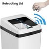 iTouchless 14 Gallon Slide Open Lid Kitchen Trash Can with, Motion Sensor White Stainless Steel Rectangular Trashcan for Home Office Work Bedroom Living Room Garage Large Capacity Slim Wastebasket